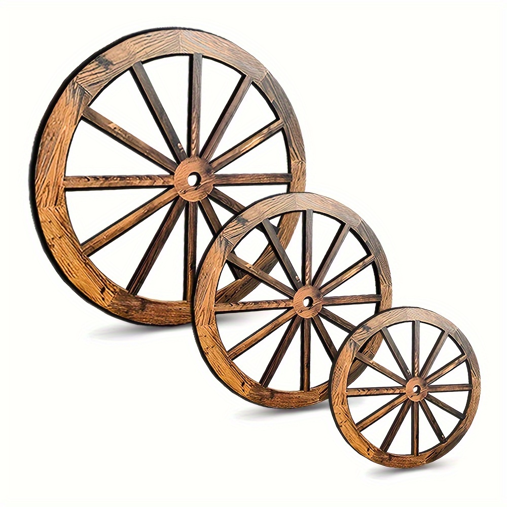 

3pcs/set Rustic Wheels Wall Decor, Old West Farmhouse Styled Wagon Wheel Decorations, Vintage Country Carriage Wheel Art For Bars, Garages, Living Room, Dining & Bedrooms