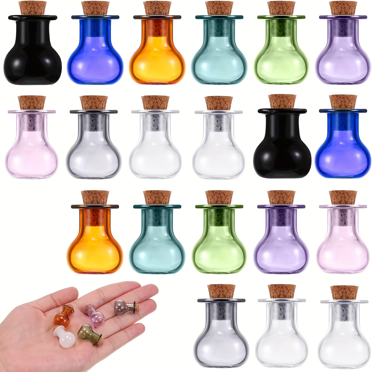 

20pcs Mini Glass Wishing Bottles With Corks - Vintage Style Jars For Diy Crafts, Weddings & Birthdays - Clear Potion Bottles In Assorted Colors