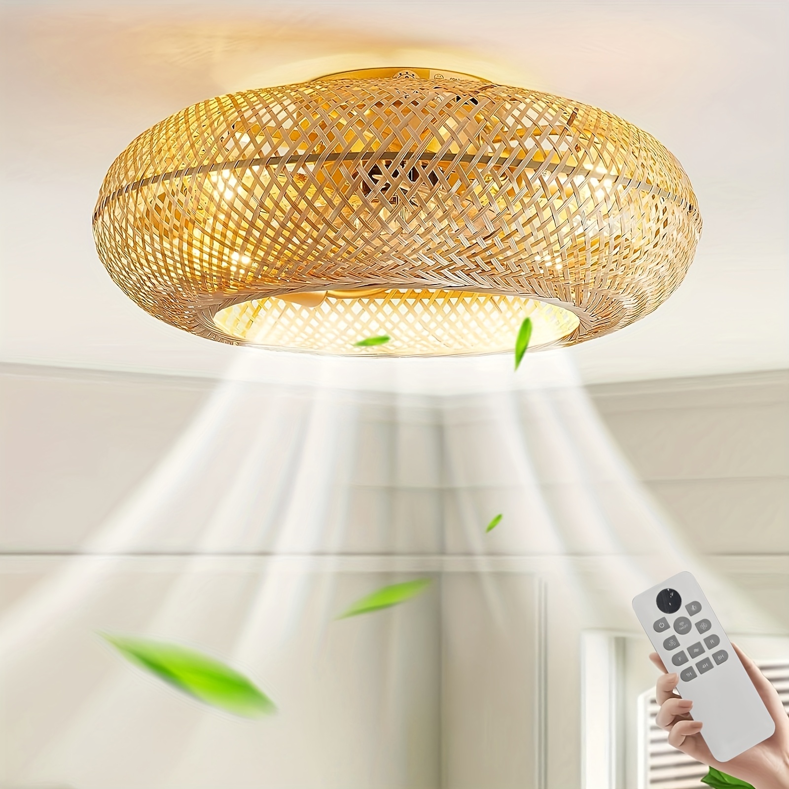 Image of (without Bulb) Ceiling Fan With Lighting And Remote Control, Quiet E27 Retro Ceiling Lamp, With Fan 6-speed Reversible Motor, Ceiling Fans For Living Room Bedroom Dining Room Lighting