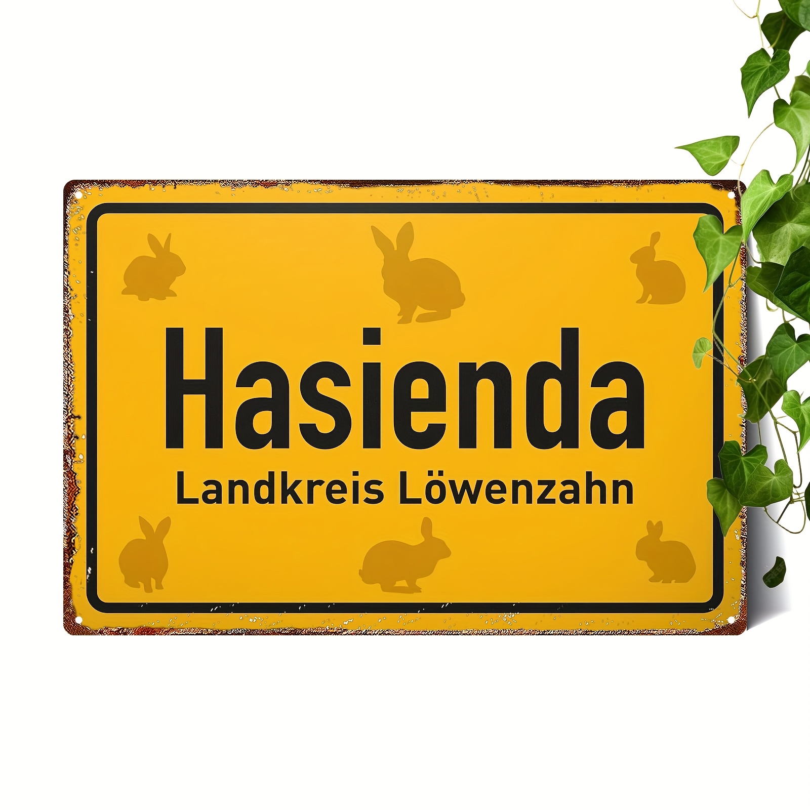 E-shop Klassisches Metallschild, "Hasenada" Deutsches Kaninchenkäfig-Logo, Witzige Wanddekoration, 20x30cm/8x12inch, Retro Innen-/Außendekoration,