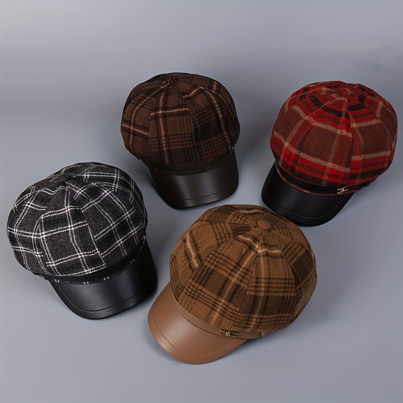 

', Chic Beret For Women - Vintage-inspired, Sun-protective Cap With Leather , Fall & Winter