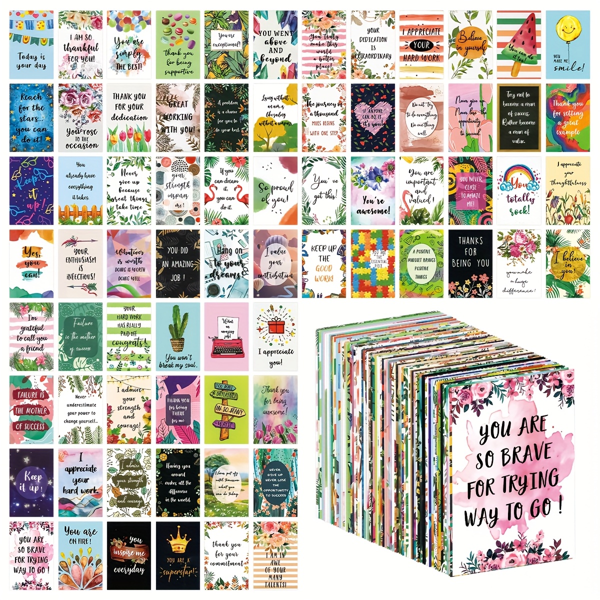 

72pcs Unique Affirmation Cards, Inspirational Daily , Encouragement Quotes, Picnic Party Mini Note Postcards