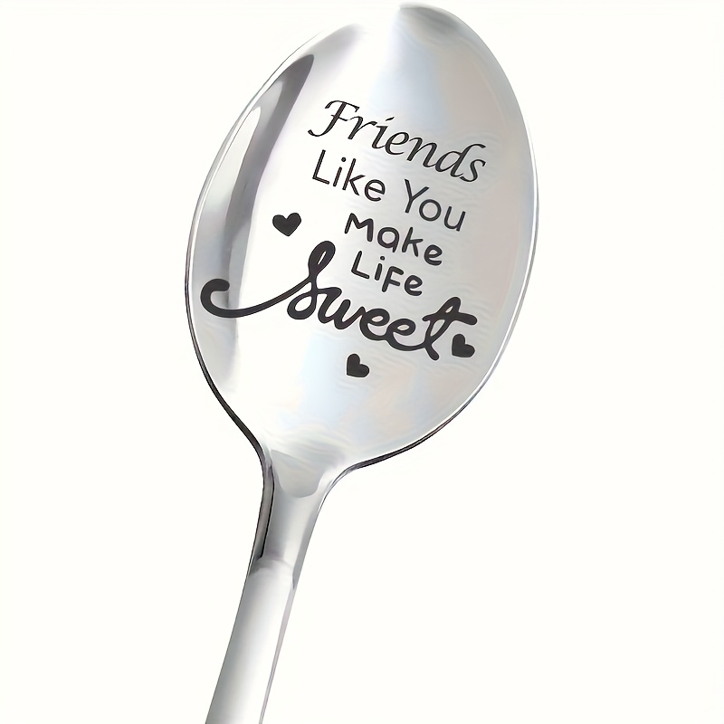 TEMU 1pc " " Engraved Stainless Steel Spoon - Perfect Gift For , Men And Women - Ideal For Birthdays, Valentine's Day, Christmas - Durable, No Power