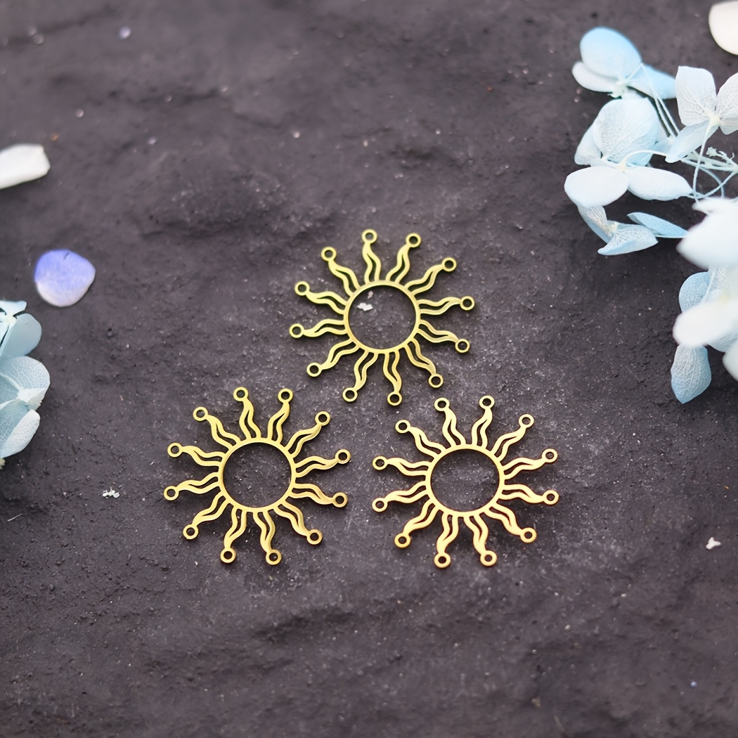 3pcs Stainless Steel Charm Sun Sunshine Charms Diy Necklace Bracelet Earrings Pendant Jewelry Making Accessories Wholesale