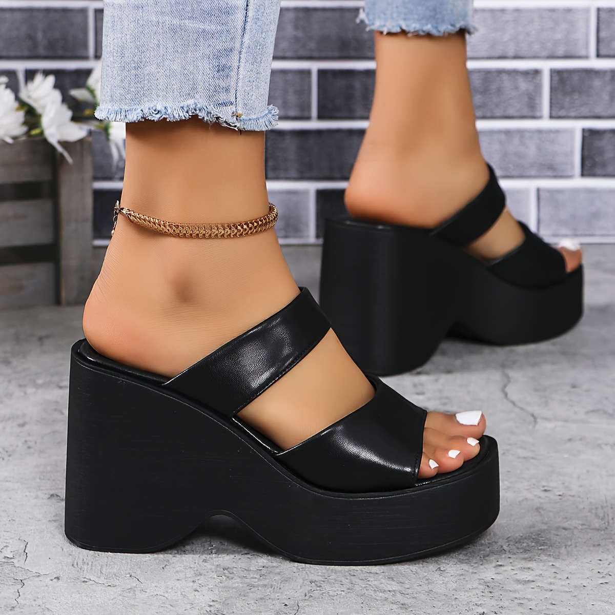 sandalias plataforma cuña mujer tacón ancho abierto tacones Temu