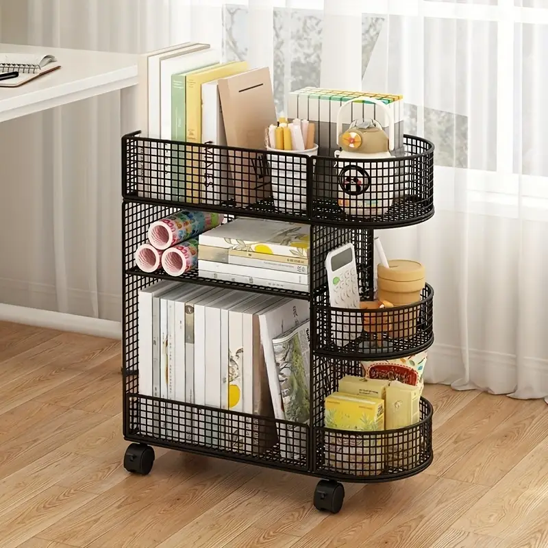 3 tier metal bookshelf with rolling casters space saving under desk storage organizer for books filing bins decor durable metal shelves easy assembly no tools needed for home office organization bookshelf furniture utility racks Product details 6