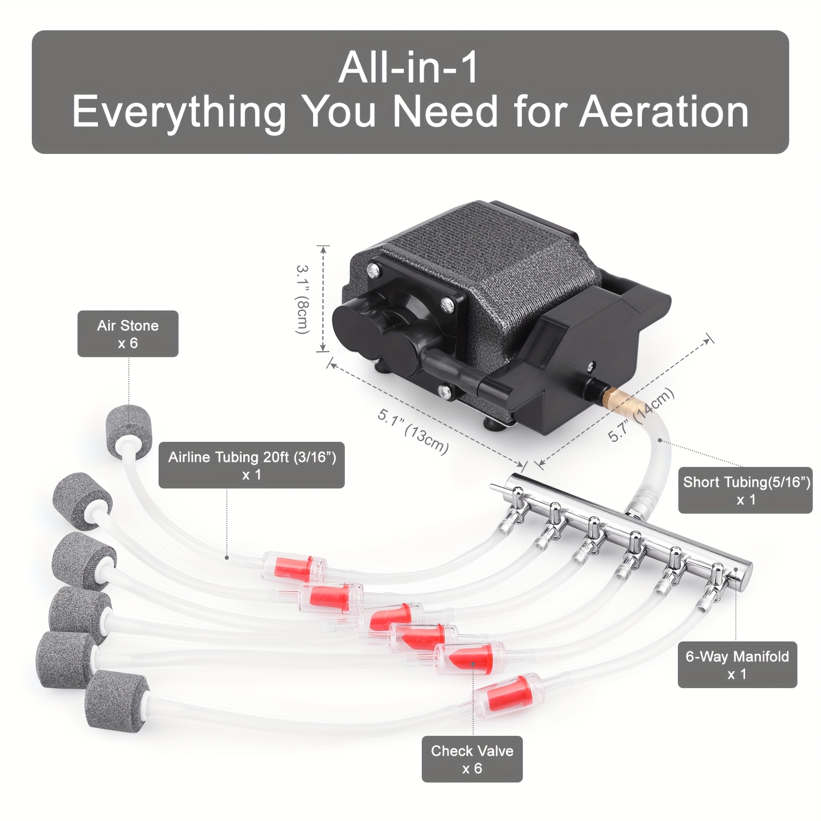 TEMU Aquamiracle Quiet Aquarium Air Pump 317/475gph 0.025/0.03mpa 8/16w High Pressure Air Pump Commercial Air Pump Pond Aerator Bubbler Hydroponics Air Pump Oxygen Pump For Up To 800/1200 Gallon Water