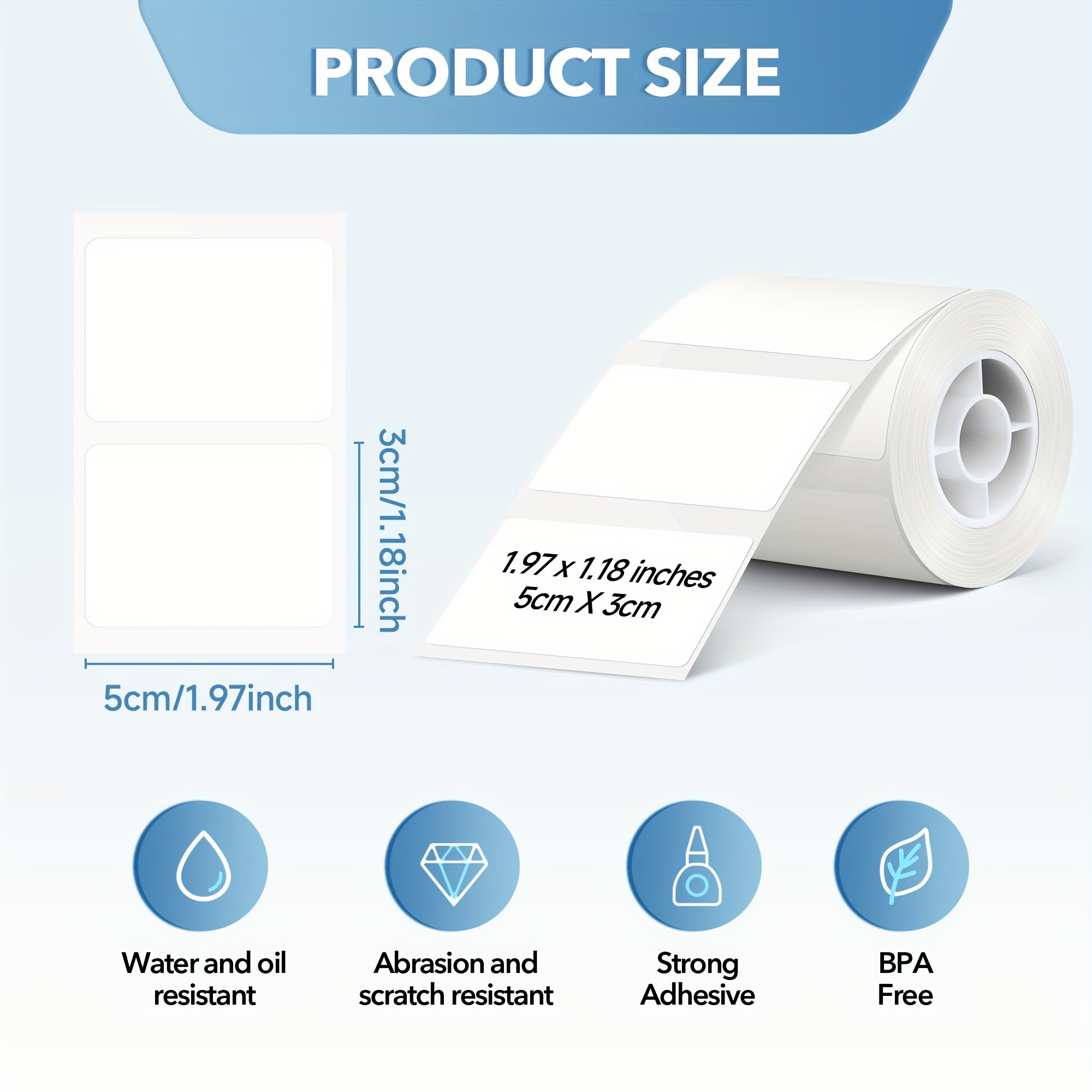 TEMU Pm260b Compatible Thermal Labels - 2 Inch-50x50mm & 50x30mm Size Options, Durable Paper, 1 Roll Of 150 Stickers For Small Business, Crafts And