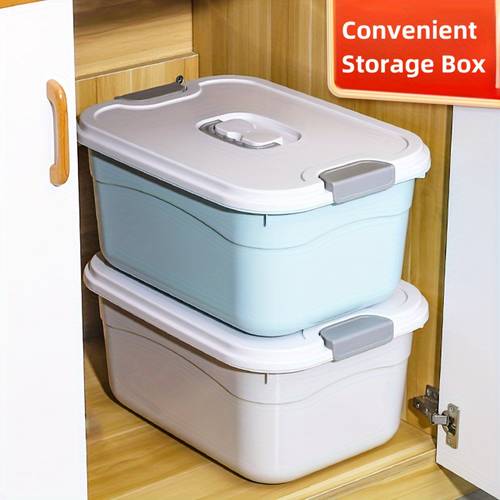 item picture 3pcs closet clothes organizing box with lid plastic portable storage box for extra large household storage box for and snacks storage bins for