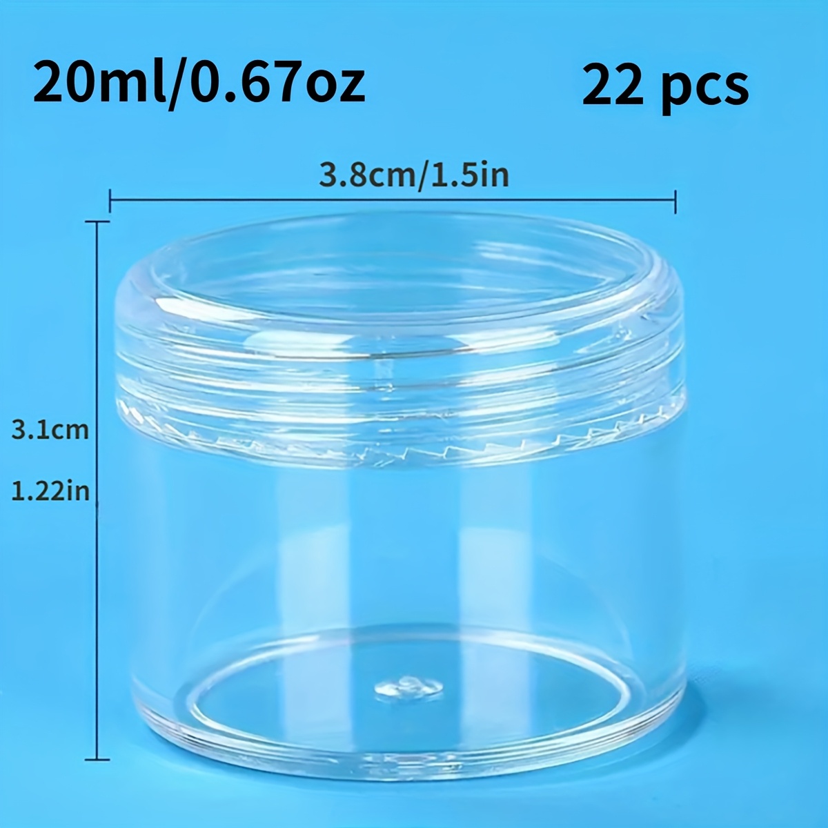 TEMU 22-pack Leak-proof Plastic Jars With Lids, Multipurpose Containers For Lotions, Lip Balms, , Creams, Teas, Spices, Nail Art Storage - Portable &