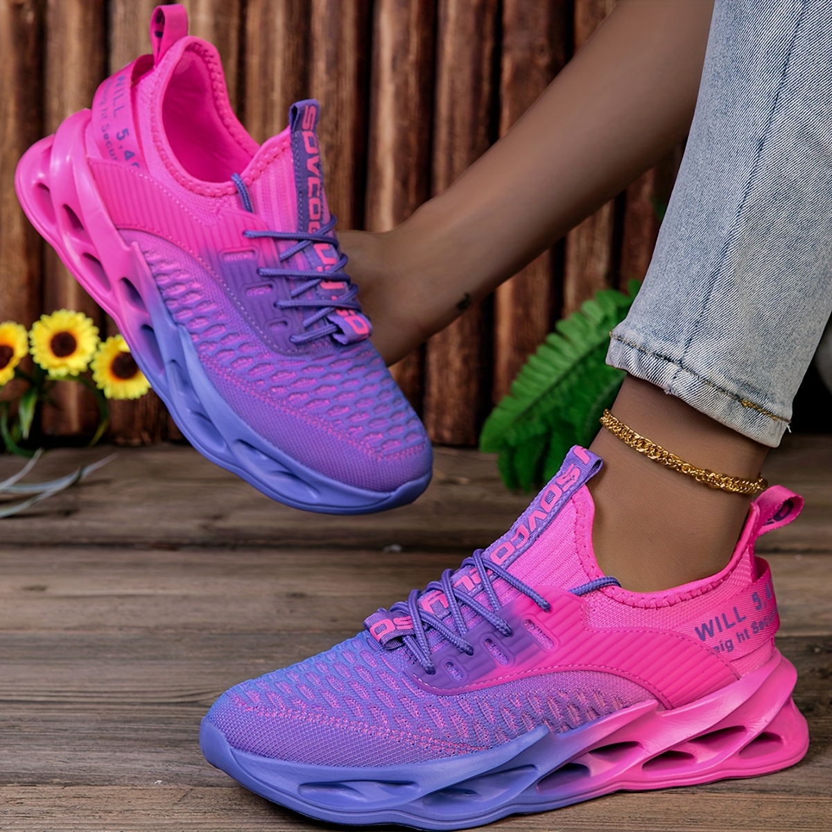 womens gradient purple sneakers black white - Temu display picture 2