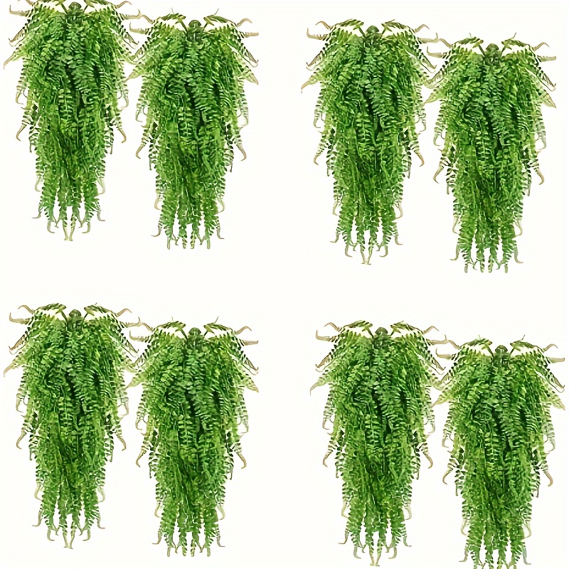 

8/10 Pack Artificial Fern Hanging Plants, Uv Resistant Plastic Vine Boston Ferns For Home Decor, Versatile For Room Types, Ideal For Christmas, Halloween, Valentine's Day - No Container Included