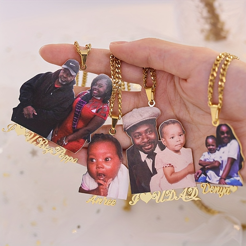 

Personalized Hip Hop Photo Necklace - Custom Engraved Picture Pendant, Stainless Steel Nameplate For , Unique Couple's Memory Jewelry, Perfect Valentine's Day Or Christmas Gift, Best For Christmas