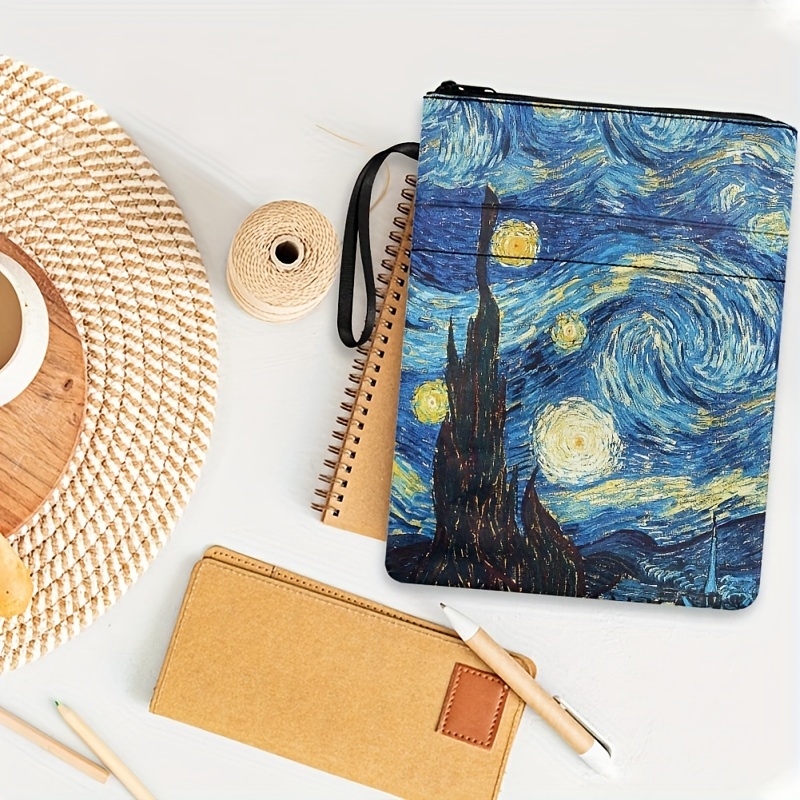 

Iconic , Van Gogh's Starry Night Canvas Book Sleeve - Washable, Fashionable Hardcover Carrier For Everyday Office Use