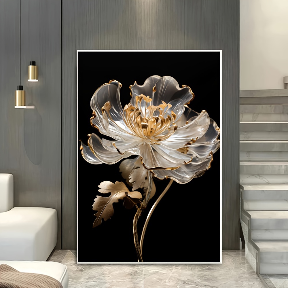 

Frameless Abstract Floral Wall Art Canvas Print | Modern Elegant White Flower Poster | No Power Required | Decorative Artwork For Bedroom, Living Room - 31.49 X 47.24 Inches (1 Piece)