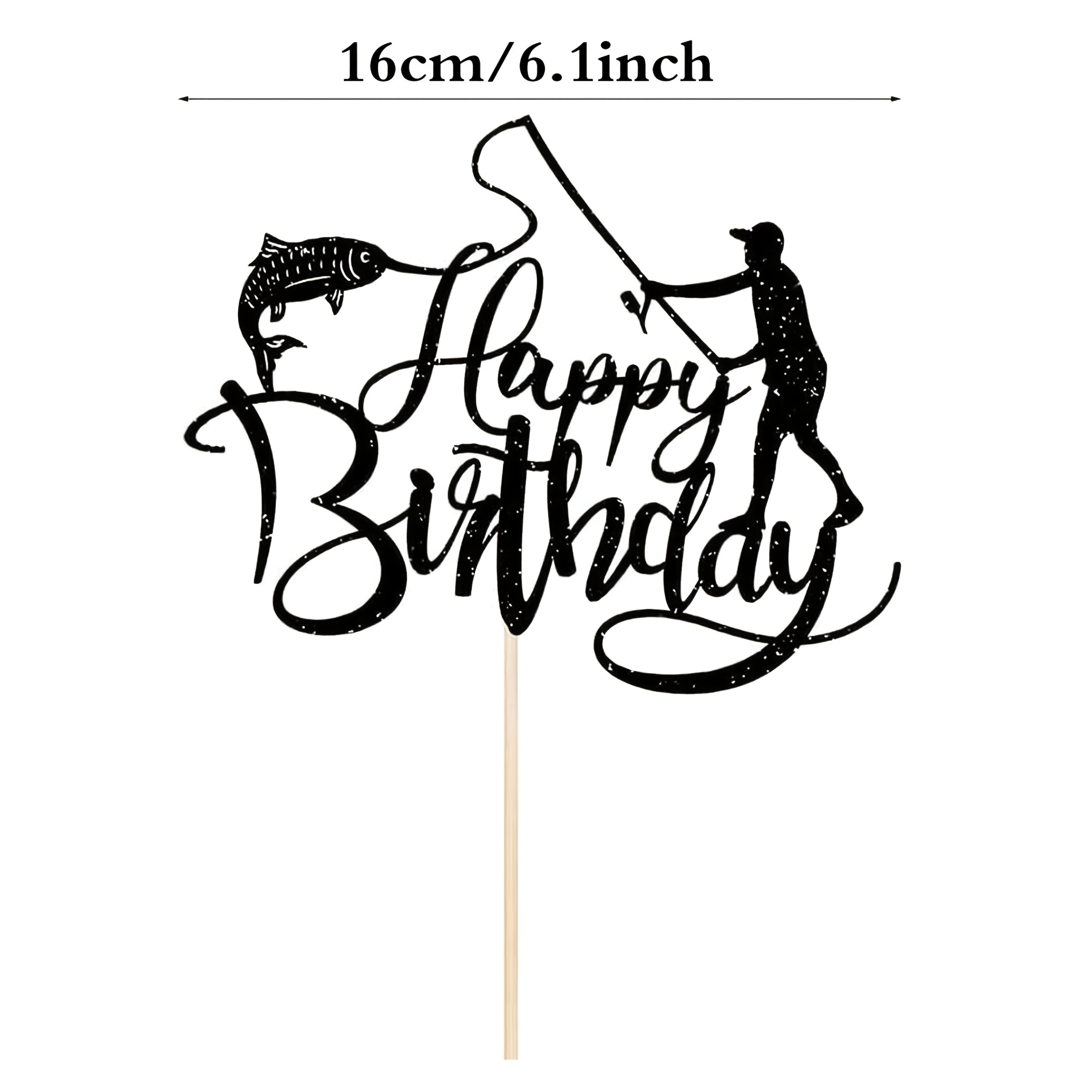 Image of 1pc Fishing Cake Topper Happy Fisherman Theme Decoration Perfect For Outdoor Fishing Lovers Father's Day And Party，halloween，christmas