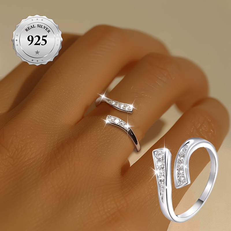 Women's Open Ring Infinity Loop CZ Bling 925 Sterling Silver