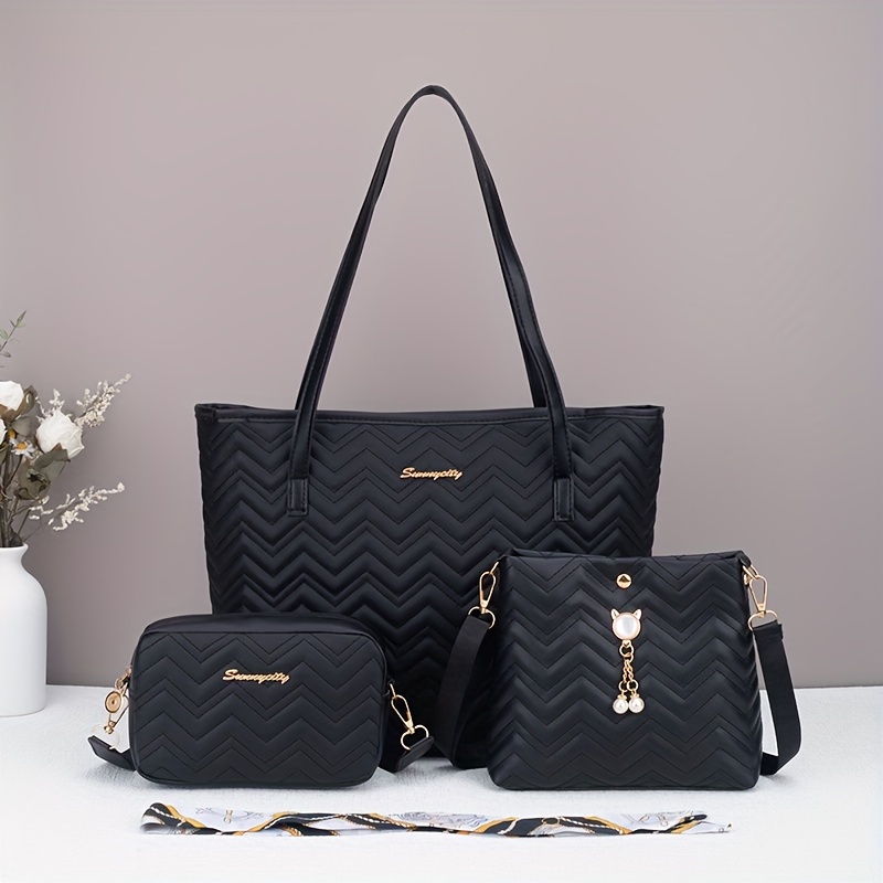 TEMU Pattern 3pcs Set - Crossbody Bag & Purse,
