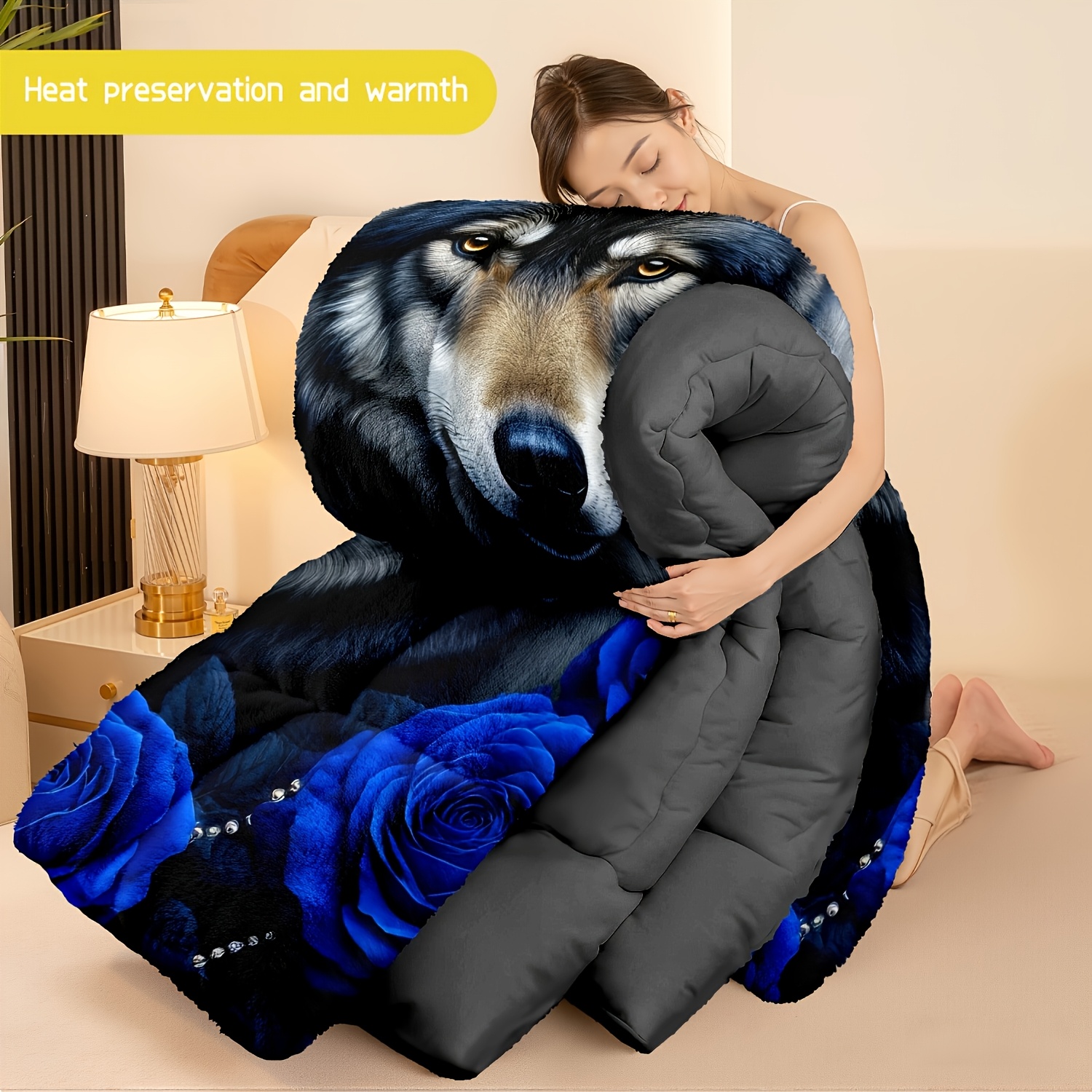 TEMU 3pcs (1 Comforter + 2 Pillowcases) Soft Warm Hypoallergenic Comforter Bedding Set, Wrinkle & Fade Resistant, Queen/king/full Size, Modern