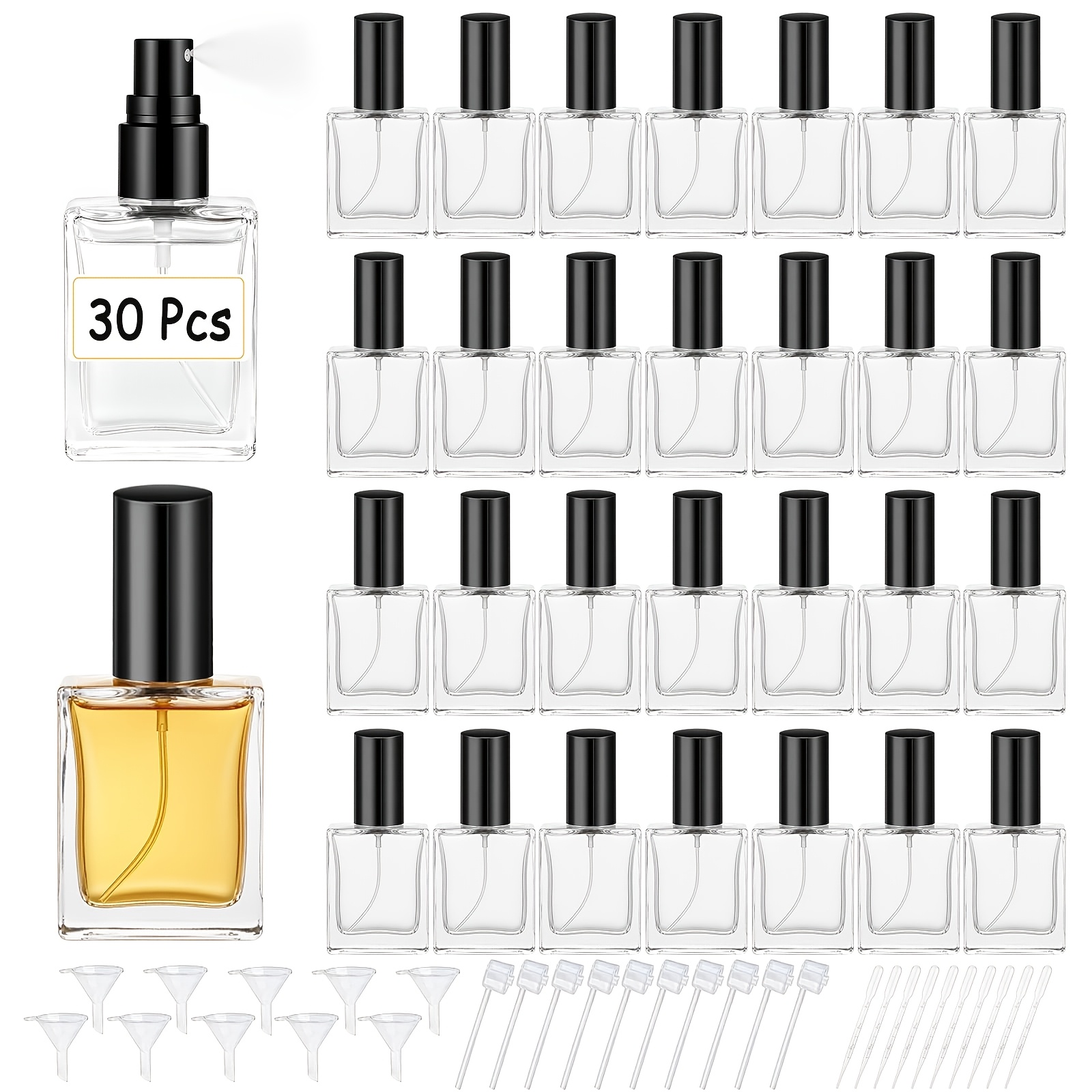 TEMU High-quality 30pcs 15ml Clear Glass Perfume Spray Bottles, Mini Empty Perfume Bottles With Pump Tool, Dropper, And Funnel For Diy Perfume,