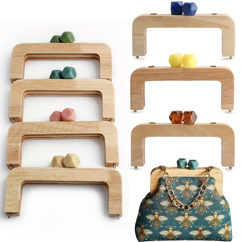 Stück Vintage Holz Geldbörsenrahmen Handtaschenverschluss mit Holzperlen,  DIY Craft Kiss Lock Handtasche Tragegriff für Zubehör Aufbewahrung