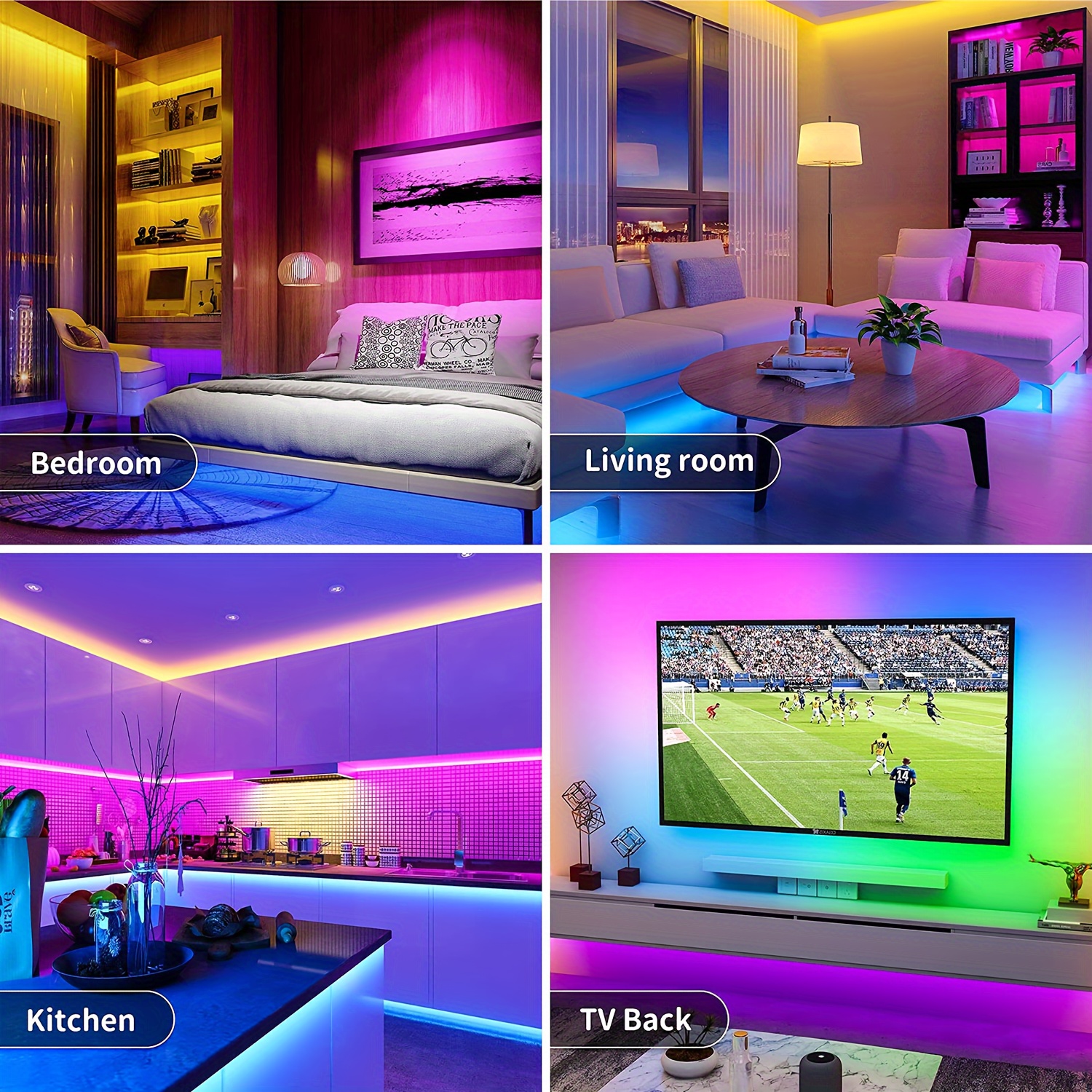 4.88-30.48meter LED Strip Lights with IR Remote, Cuttable & Flexible, Adjustable Color & Flash Speed, 6 DIY Modes, Easy to Install, for Bedroom, Ceiling, Party & Holiday Ambiance Lighting, Remote Controlled LED Lights | Multi-Color LED Strip | USB Ligh