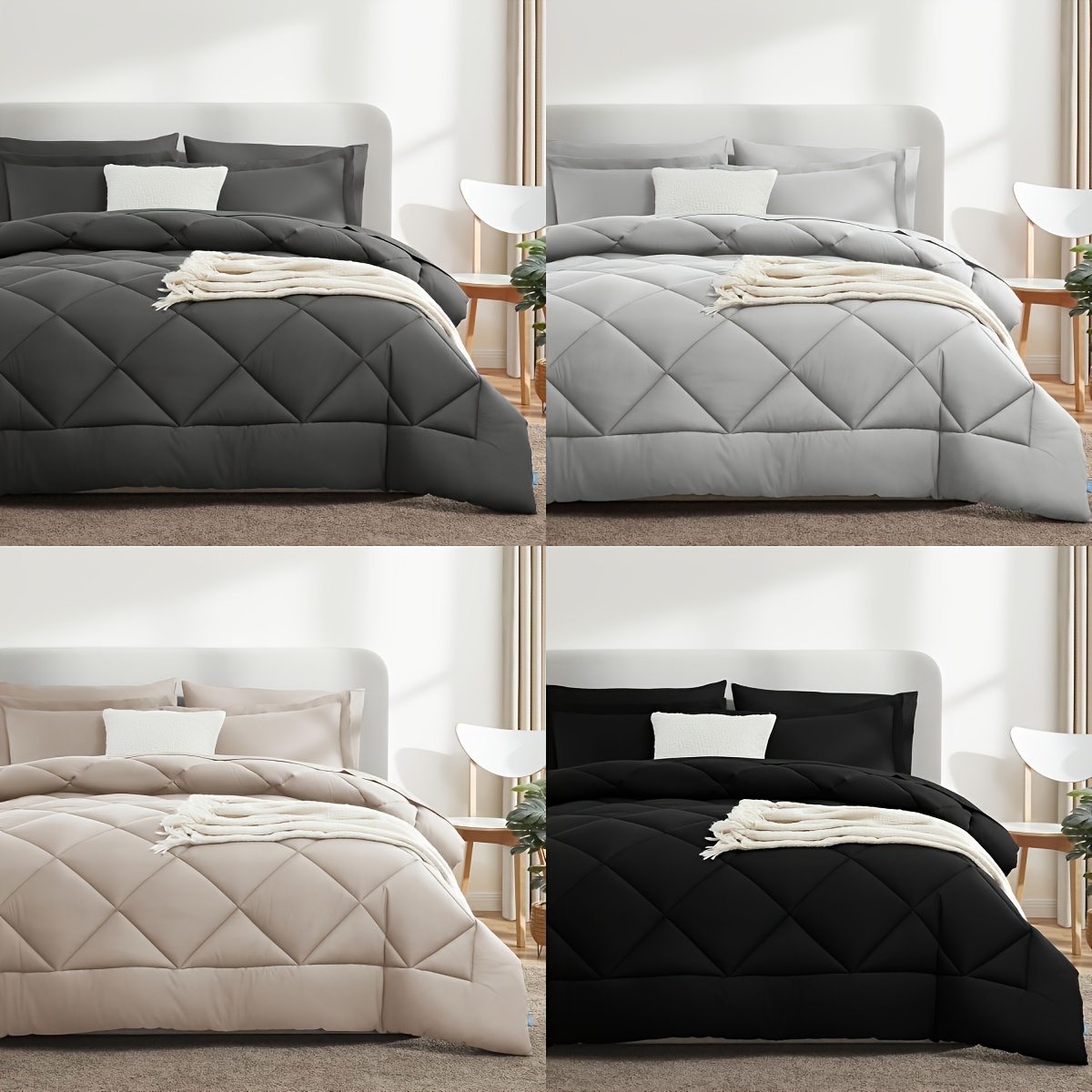 3pcs Quilt 260G High Weight Quilt Set Super Soft Bedding Set + 2 Pillowcases for Winter Warmth