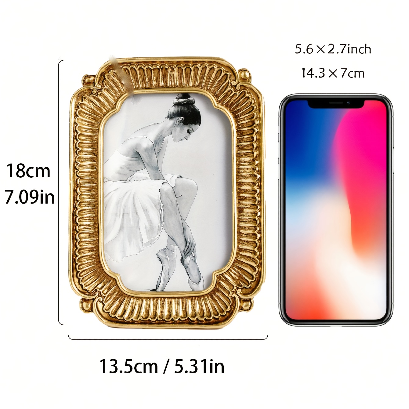 1pc European Style Retro Photo Frame, Golden Pattern Decoration, Exquisite Desktop Display, Decorative Photo Frame, Holiday Gift, Christmas Gift