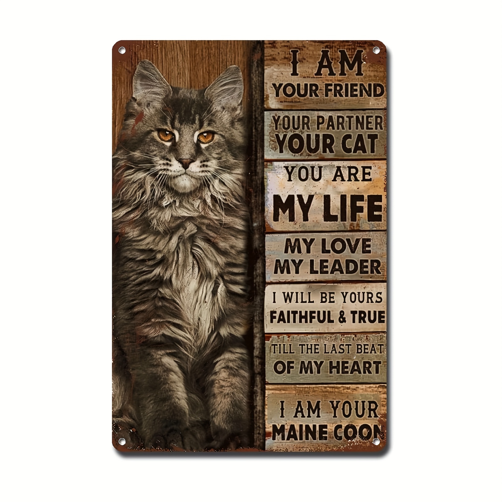 

Lygond Metal Sign Tin Sign Vintage Wall Art I Am Your Friend Your Partner Your Maine Coon Cat You Are My Life My Love My Leader Gardening Poster For Patio 8×12 Inches