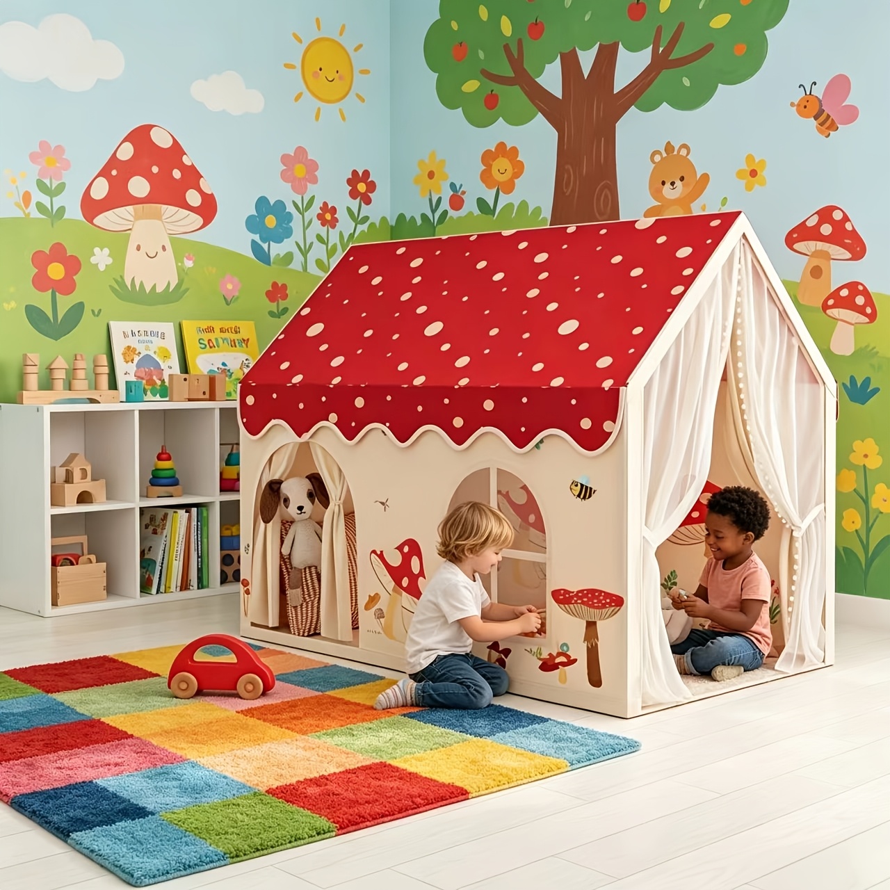 large   childrens playhouse mushroom house featuring     window suitable for indoor and outdoor childrens play and rest a reading tent for boys and girls the perfect birthday gift christmas gift and new years