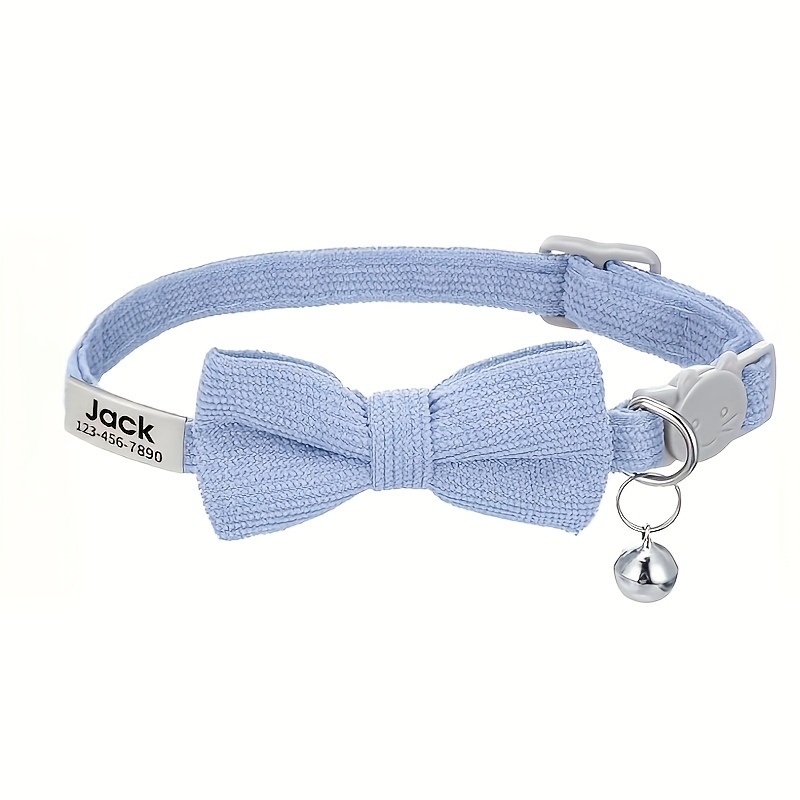 TEMU Personalized Detachable Bow Tie Cat Collar With Safety Buckle - Nylon, Ideal For Small To Medium Male & Female Cats, Fancy Cat Collar