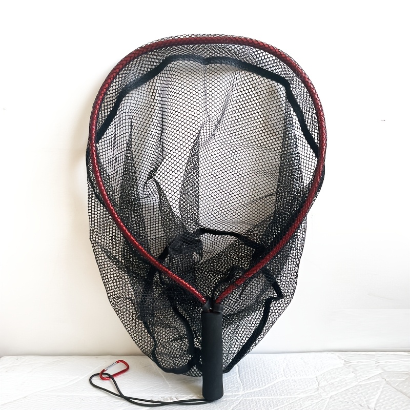 Image of Red Portable Small Fishing Landing Net, Aluminum Alloy Hand Landing Net, Lure Landing Net, Aluminum Alloy Material, Net Pocket, Easy To Carry, Total Length: 47cm/18.5in
