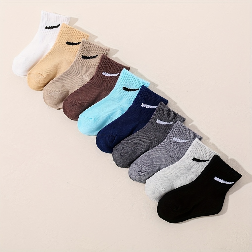 10 Pairs Ankle Socks For And, Soft Breathable Crew Socks, Neutral Color Socks, Unisex Socks For Spring Summer Fall