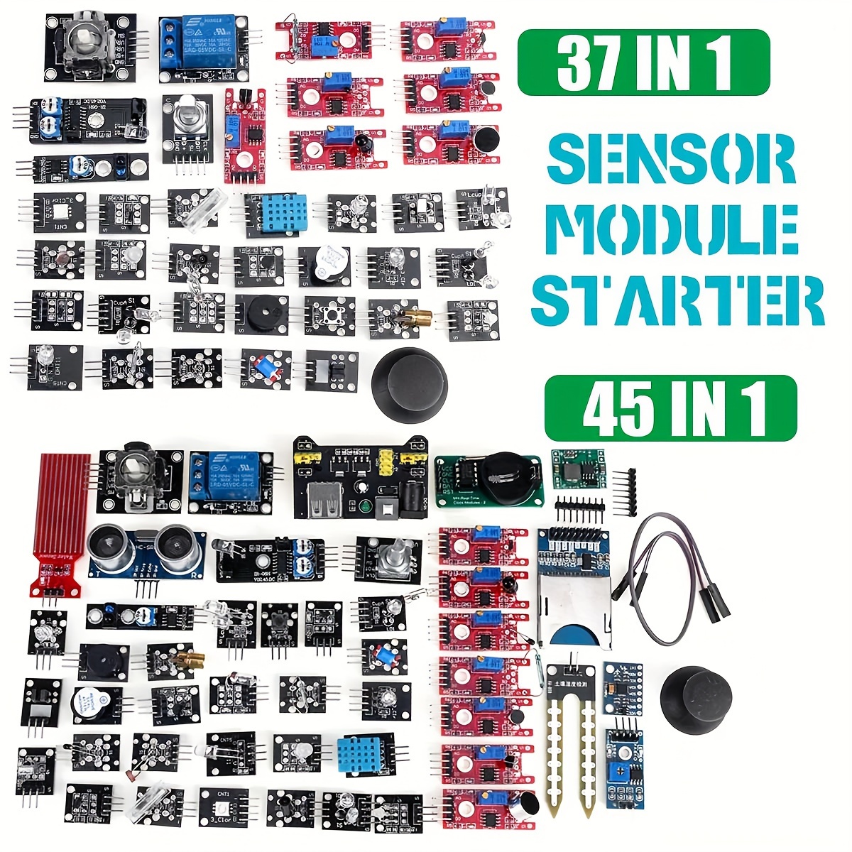 

37/45pcs Of Sensor Kits, Sensor Modules, 45 In 1 Electronic Modules, 51/stm32 Learning Kit