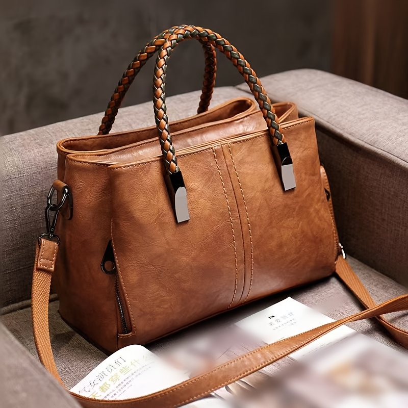 Large Capacity Three-layer Bag New Versatile Woven Handbag Single Shoulder Bag Middle-aged Lady's Crossbody Large Retro Casual Bag For Women
