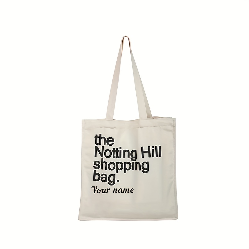 TEMU 1pc, Personalized Name Customization, Notting Hill Backpack Handbag - Lightweight Foldable Shoulder Bag, Double Handles, Reusable Shopping Tote,