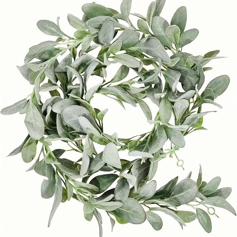 

1pc, Artificial Lamb's Ear Greenery Garland, Long Artificial Lambs Ear garlands Room Decor Green Leaves Vines Garland Home Party Garden decor