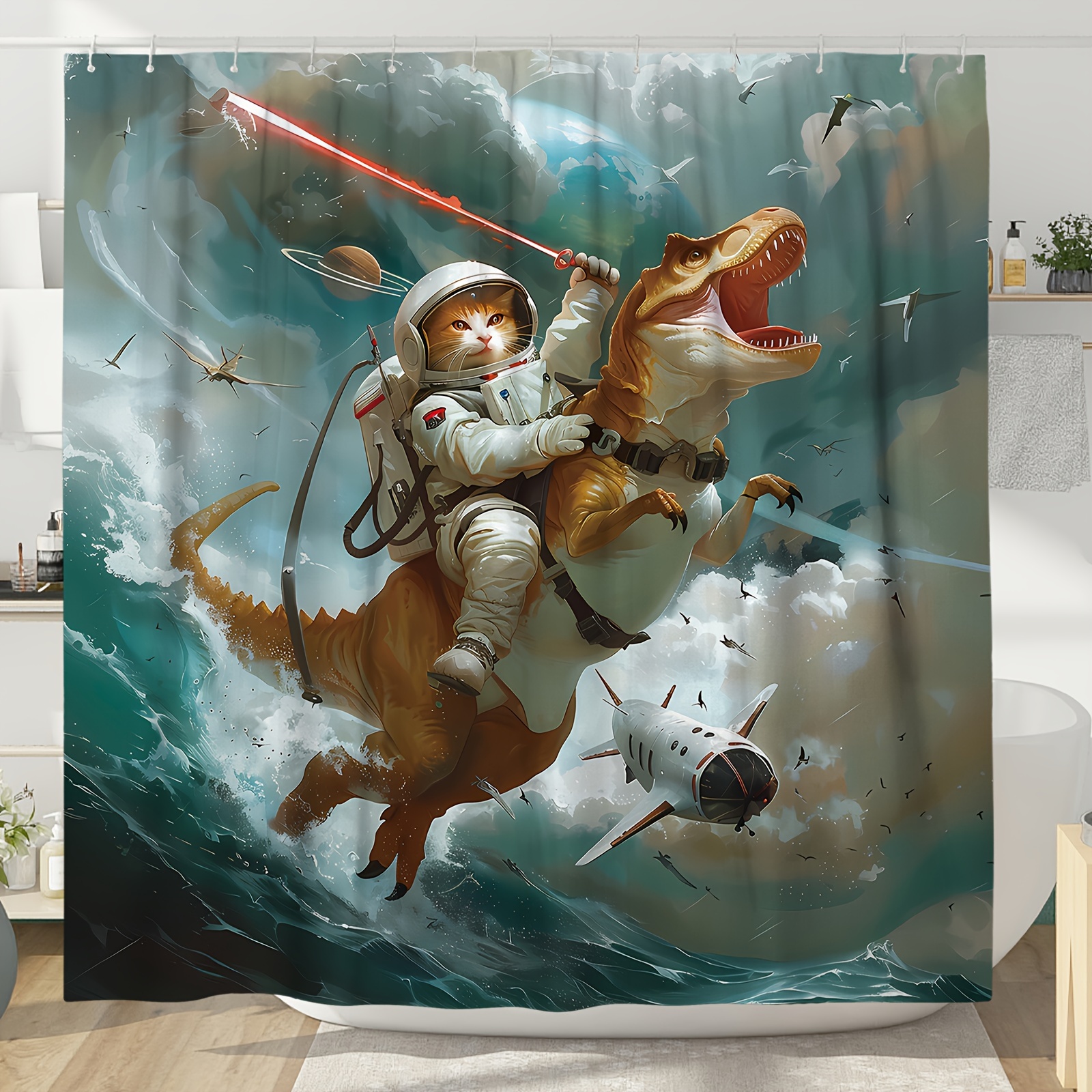 

Cat & - Shower Curtain - Polyester 12 , - Bathroom Decor, 71x71