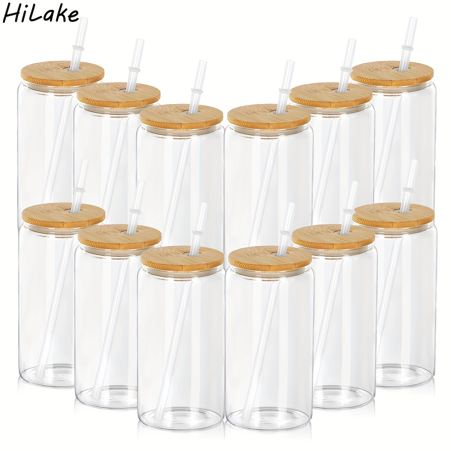TEMU 12pcs 16oz Single-layer Plastic Water Bottles With Lid And Straw | Portable, Durable, Suitable For, Christmas, Valentine's Day, Graduation, Weddings, Party Gifts
