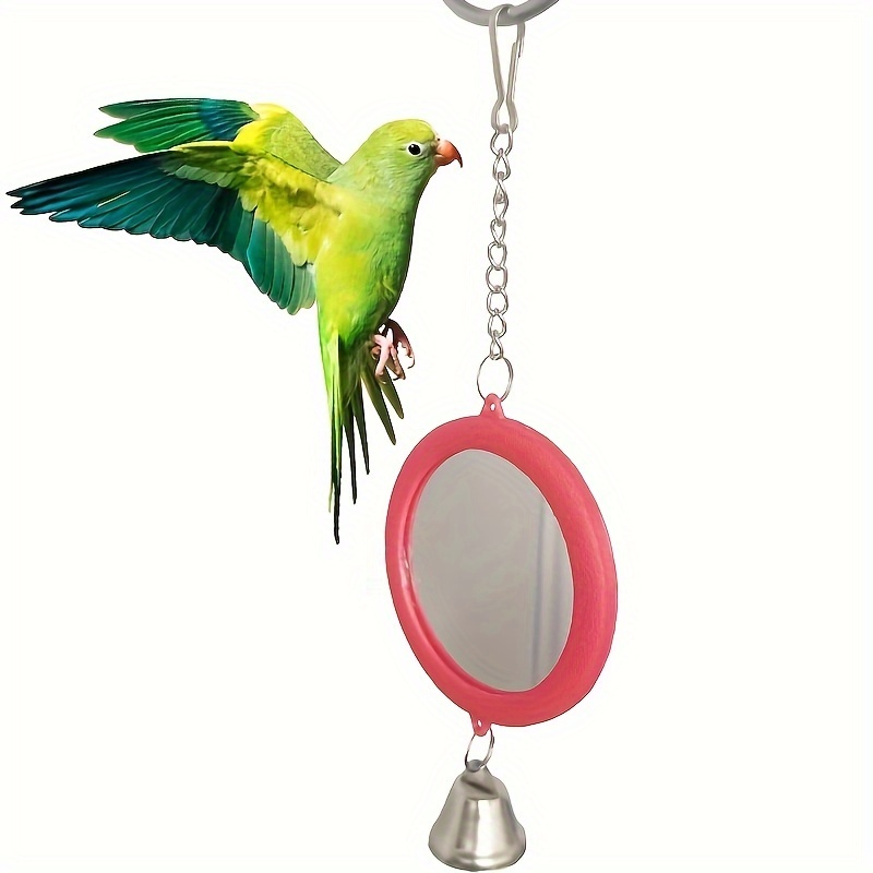 Image of Cross-border Hot Selling 1pc Per Pack Round Double-sided Mirror Parrot Toy Birdcage Decoration Accessory Bird Toy Random Color