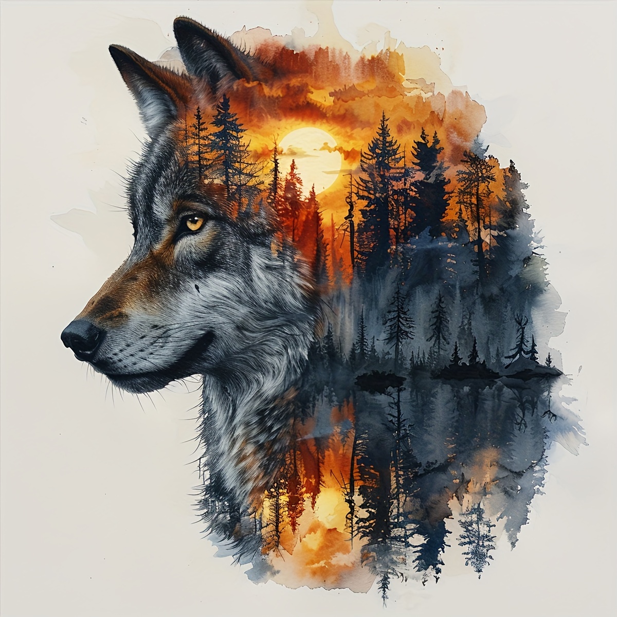 

Wolf & Forest Scene 5d Diy Diamond Painting Kit - Round Acrylic Gem Art Embroidery Craft Set For Beginners, Unframed, 40x40cm Home Wall Decor Gift