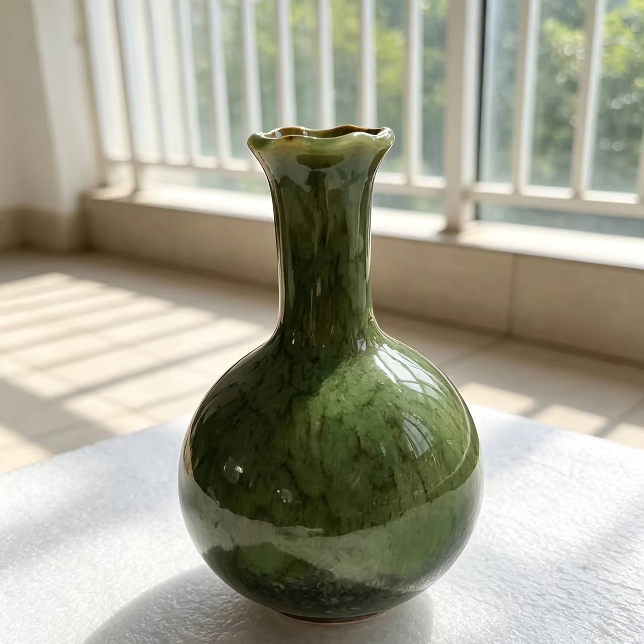 TEMU Vintage Glazed Ceramic Vase With Dark Blue-black Burnt Texture - Retro Small Suitable For Flower Arrangements, Table Centerpiece, Decor, Ceramic