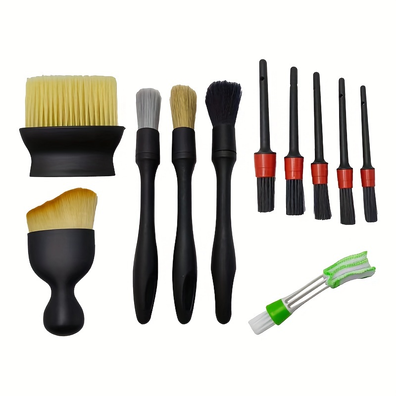 

11pcs Car Detailing Brush Set - Interior Cleaning & Dust Removal Tools, Non-electric Plastic For Auto Maintenance