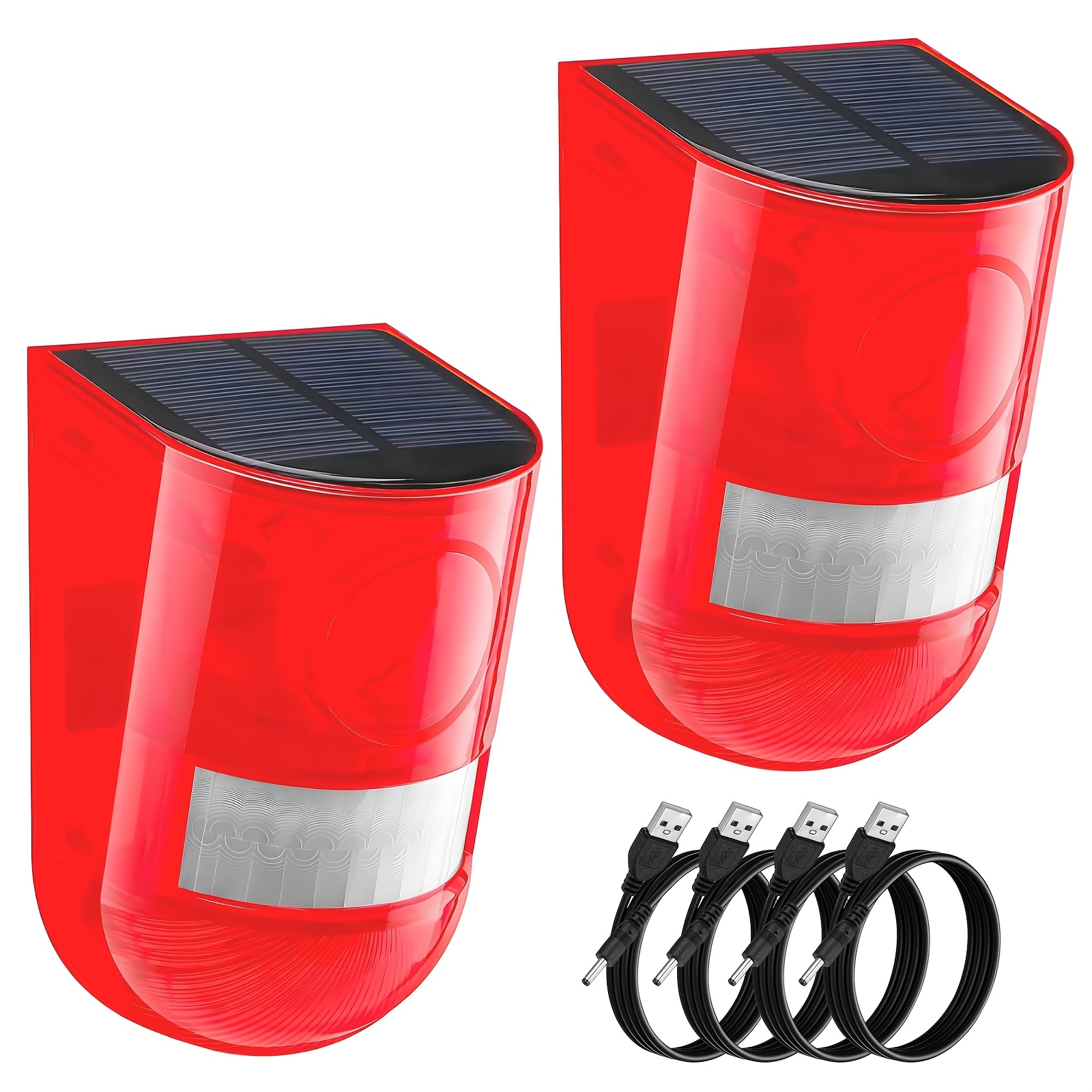 TEMU Solar Motion Sensor Alarm Outdoor, 110db Loud Siren With 6 Led Flashing Strobe, Motion Activated Security Alarm, Usb Rechargeable, Wireless