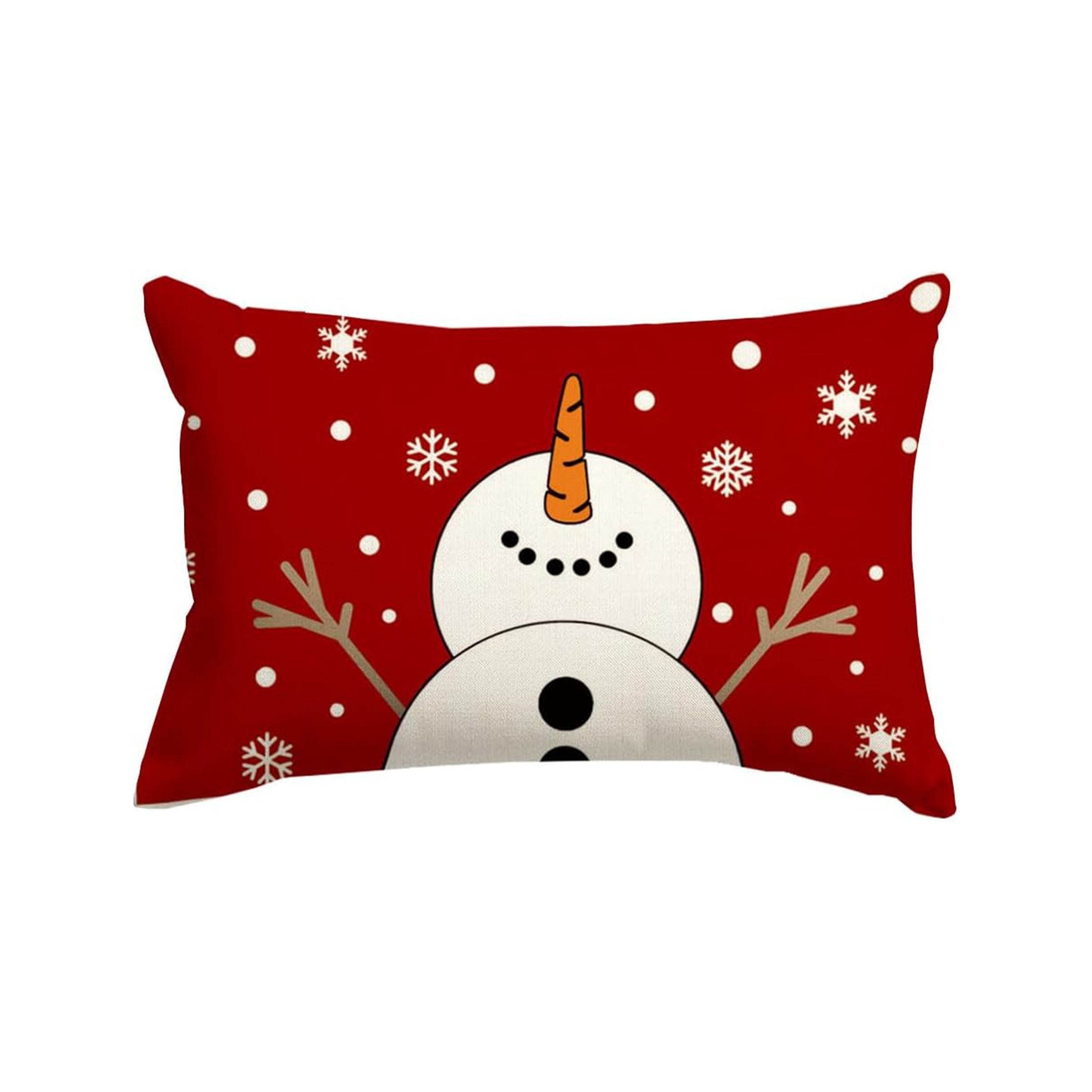 

Snowman Christmas Throw Pillow Cover 12x20 - Contemporary Style, Polyester, Machine Washable, Zipper Closure, Woven Decorative For Room Types - Single Side, No Insert