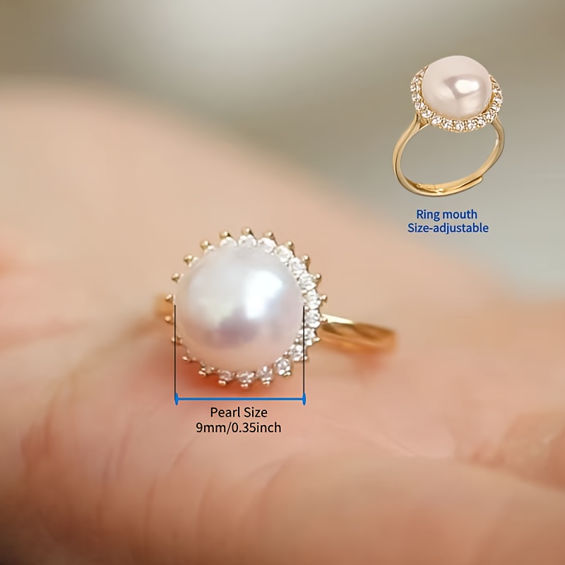 Freshwater Pearl Ring Adjustable Size Elegant Jewelry