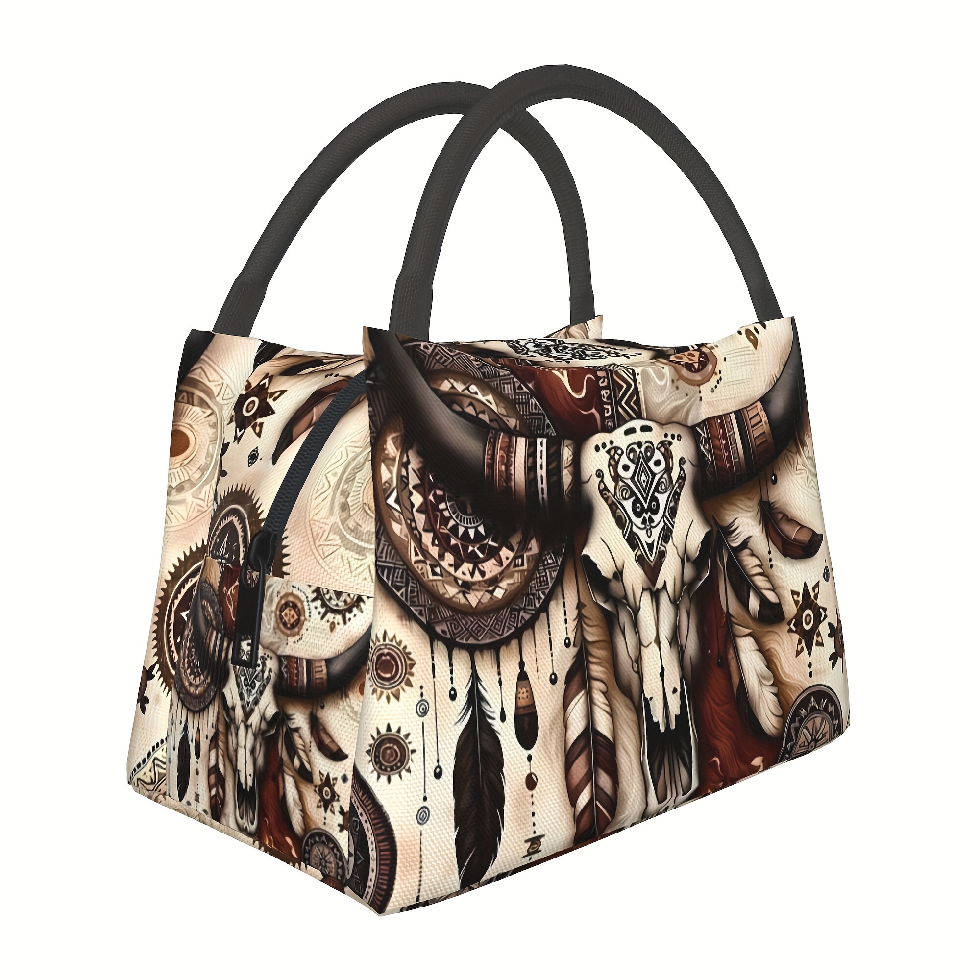 TEMU 1pc Western Cowboy Style Pattern, Portable And Reusable Refrigerated Bag, Insulated Lunch Bag, A Must-have For Camping , Homes, Offices, And