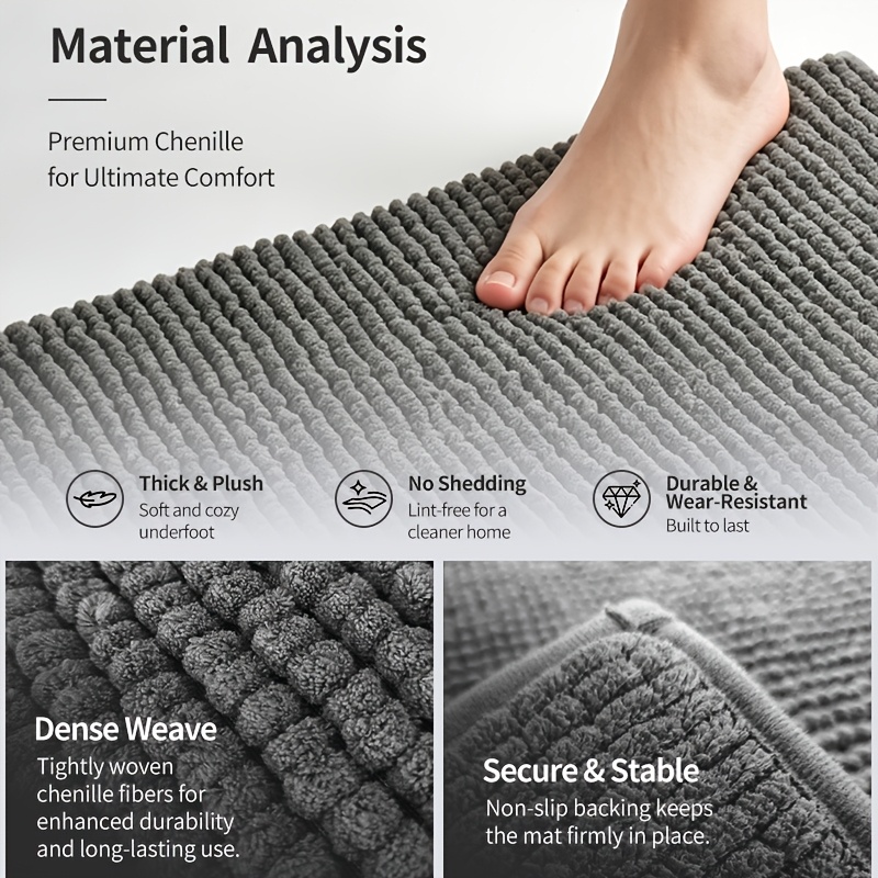 Ultra Absorbent Quick-Dry Chenille Bath Mat