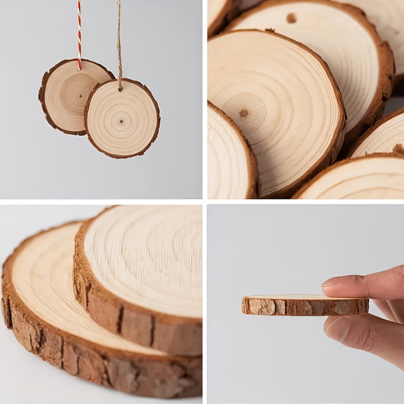 20 Dischi Legno Rotondi Con Foro - 6cm Per Decorazioni Fai Da Te Matrimoni Natale