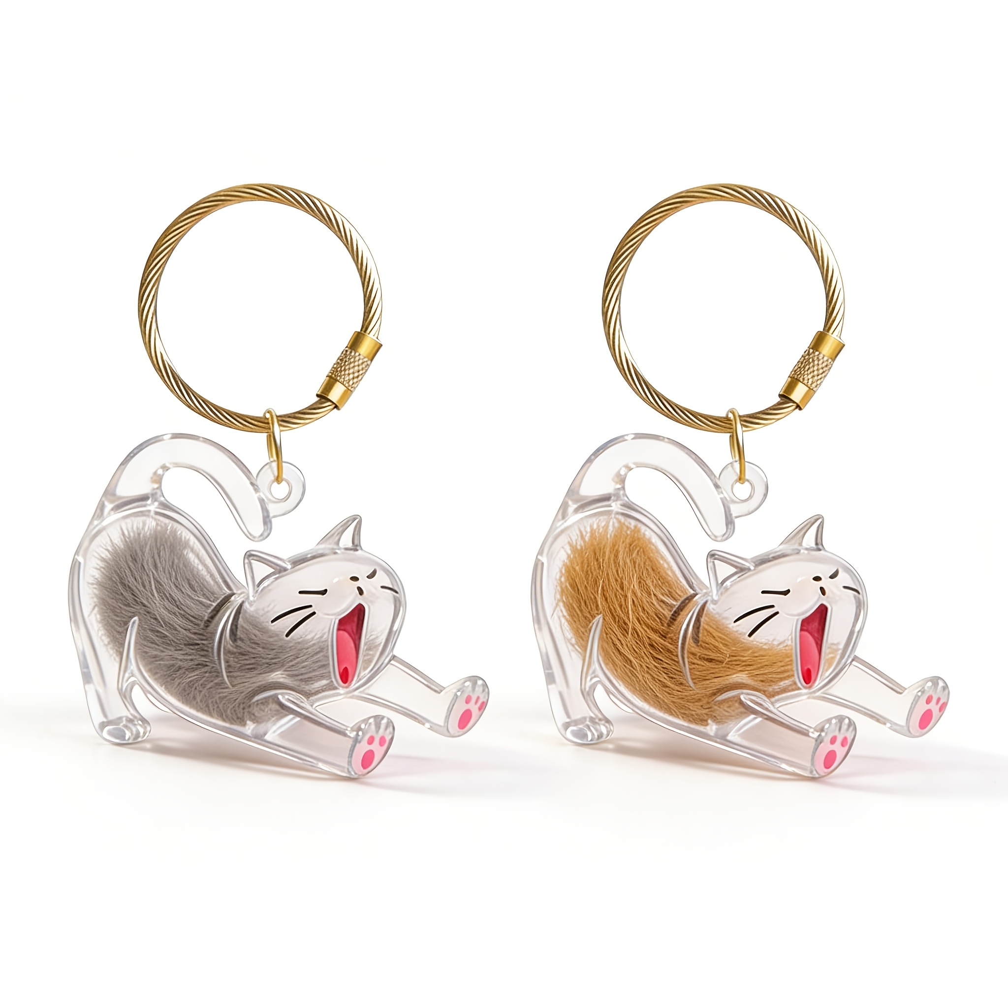 TEMU 2pcs Cat Hair Keychain, Cat Hair Pendant, Transparent Storage Box For Cat Hair, Creative Memorial Gifts For